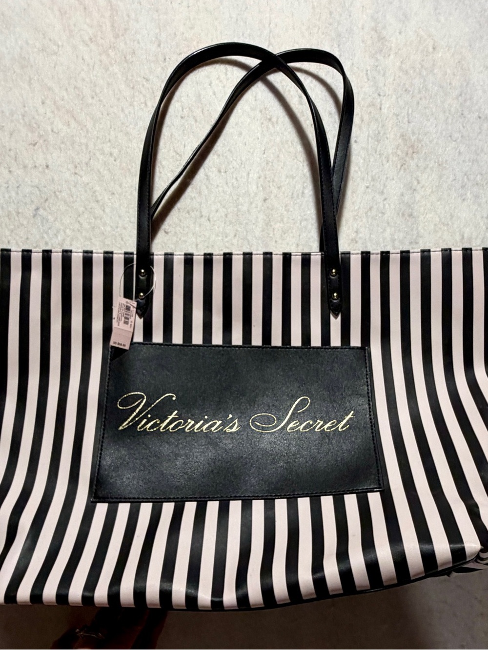 NWT Victoria's Secret Iconic Signature Stripe Large Weekender Pocket Tote